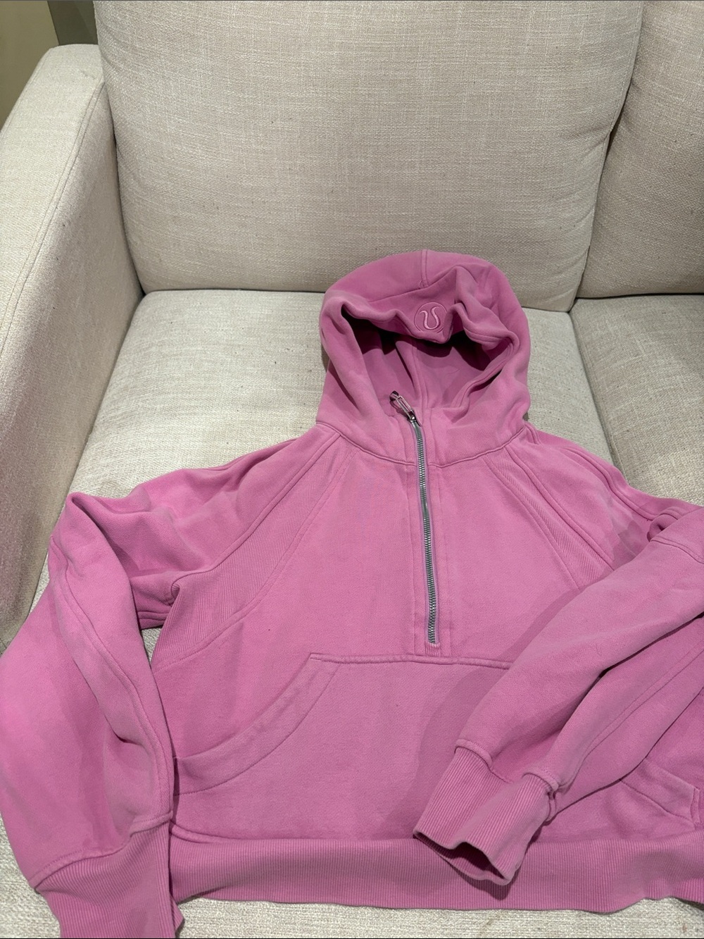 Women’s Pink Half-Zip Cowl Hoodie Sweatshirt